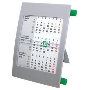 Календарь настольный на 2 года; серый с зеленым; 18х11 см; пластик; шелкография, тампопечать - фото