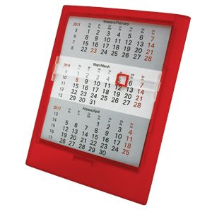 Календарь настольный на 2016 год; прозрачно-красный; 12,5х16 см; пластик; тампопечать, шелкография - фото
