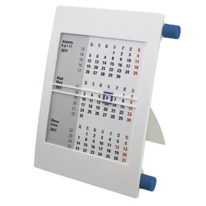 Календарь настольный на 2 года; белый с синим; 18х11 см; пластик; тампопечать, шелкография - фото