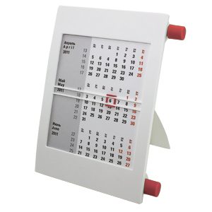 Календарь настольный на 2 года; белый с красным; 18х11 см; пластик; тампопечать, шелкография - фото