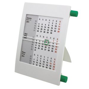 Календарь настольный на 2 года; белый с зеленым; 18х11 см; пластик; тампопечать, шелкография - фото