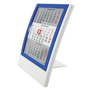 Календарь настольный на 2 года; белый с синим; 12,5х16 см; пластик; шелкография, тампопечать - фото
