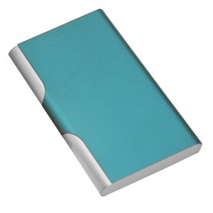 Визитница с брелоком; бирюзовый; 9,6х6,2 см; металл; лазерная гравировка, тампопечать - фото