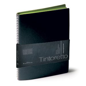 Еженедельник недатированный Tintoretto, B5, черный, белый блок, зеленый обрез - фото