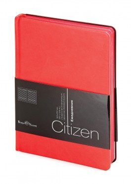 Ежедневник недатированный New Citizen, А5, красный, белый блок, красный обрез, ляссе - фото
