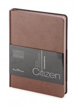 Ежедневник недатированный New Citizen, А5, коричневый, белый блок, коричневый обрез, ляссе - фото