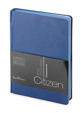 Ежедневник недатированный New Citizen, А5, синий, белый блок, синий обрез, ляссе - фото