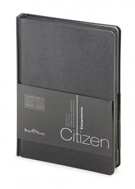Ежедневник недатированный New Citizen, А5, черный, белый блок, черный обрез, ляссе - фото