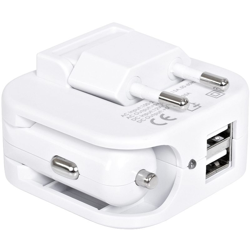 Адаптер с двумя USB-портами для зарядки от сети и от прикуривателя «Socket»,6×5,7×4см - фото