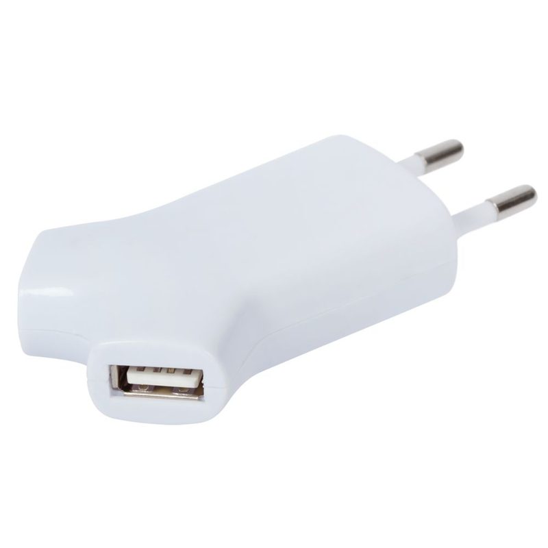 Сетевое зарядное устройство с двумя USB-выходами, белое - фото