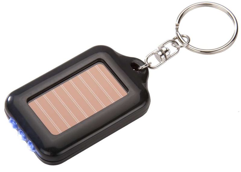 Брелок Solar с LED-фонариком на солнечных батареях, черный - фото