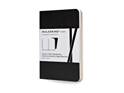 Записная книжка Moleskine Volant (нелинованная, 2 шт.), XSmall (6,5х10,5см), черный - фото