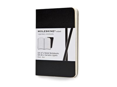 Записная книжка Moleskine Volant (в линейку, 2 шт.), XSmall (6,5х10,5см), черный - фото