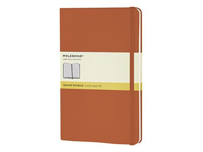 Записная книжка Moleskine Classic (в клетку) в твердой обложке, Large (13х21см), оранжевый коралл - фото