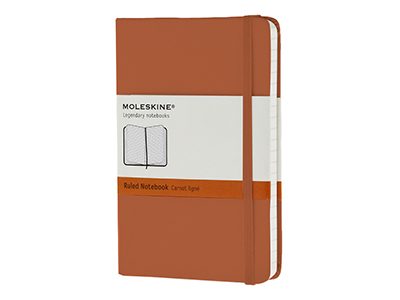 Записная книжка Moleskine Classic (в линейку) в твердой обложке, Pocket (9×14см), оранжевый коралл - фото