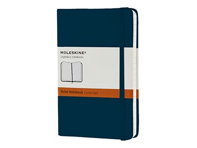 Записная книжка Moleskine Classic (в линейку) в твердой обложке, Pocket (9×14см), голубой сапфир - фото