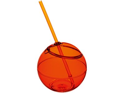 Емкость для питья «Fiesta» с соломкой, объем 580 мл, оранжевый - фото