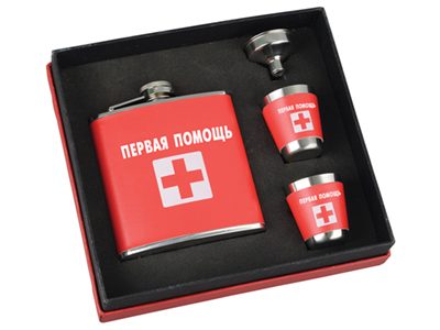 Набор «Первая помощь»: фляжка на 180 мл, 2 стаканчика на 30 мл, воронка - фото