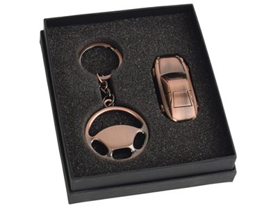 Набор: брелок «Руль», флеш-карта USB 2.0 на 4 Gb в форме автомобиля - фото