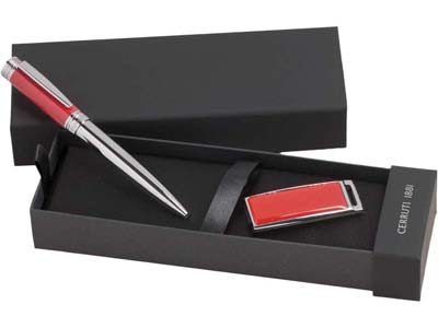 Набор Cerruti 1881: ручка шариковая, флеш-карта USB 2.0 на 2 Гб «Zoom Red» - фото