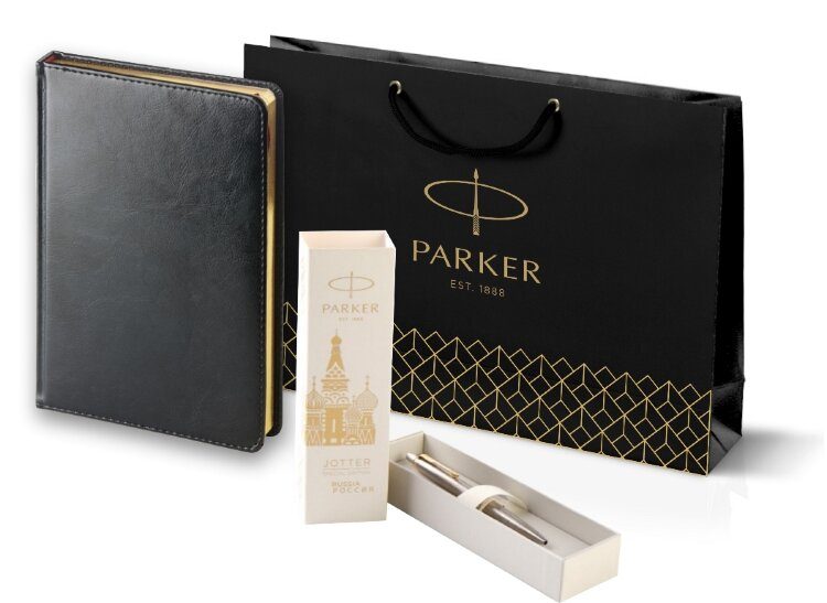 Подарочный набор Parker: Шариковая Ручка Parker Jotter Russia Steel GT и Ежедневник 212349_6026175 - фото