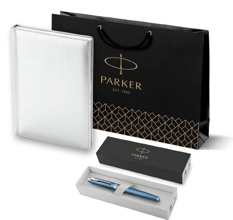 Подарочный набор Parker: Ручка Роллер Parker IM Premium T318 Blue Grey CT и Ежедневник 2143128_364810 - фото