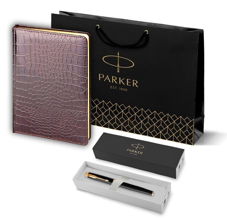 Подарочный набор Parker: Ручка-Роллер Parker IM Metal Black GT и Ежедневник 193134_94659 - фото