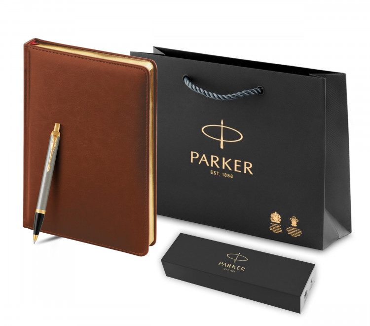 Подарочный набор Parker: Шариковая Ручка Parker IM Metal Core Brushed Metal GT и Ежедневник А5 1933352_051670 - фото