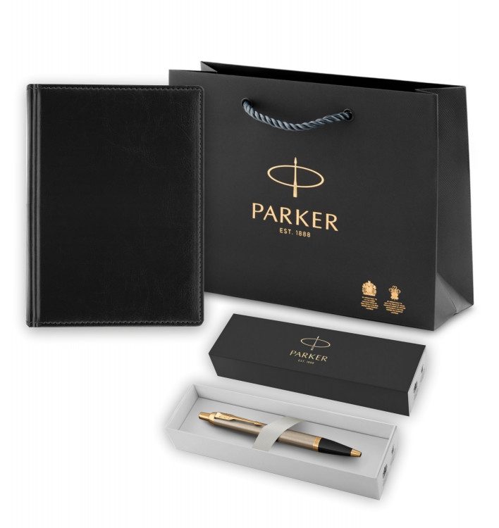 Подарочный набор Parker: Ежедневник и Шариковая Ручка Parker IM Metal Brushed Metal GT 1931670mal - фото