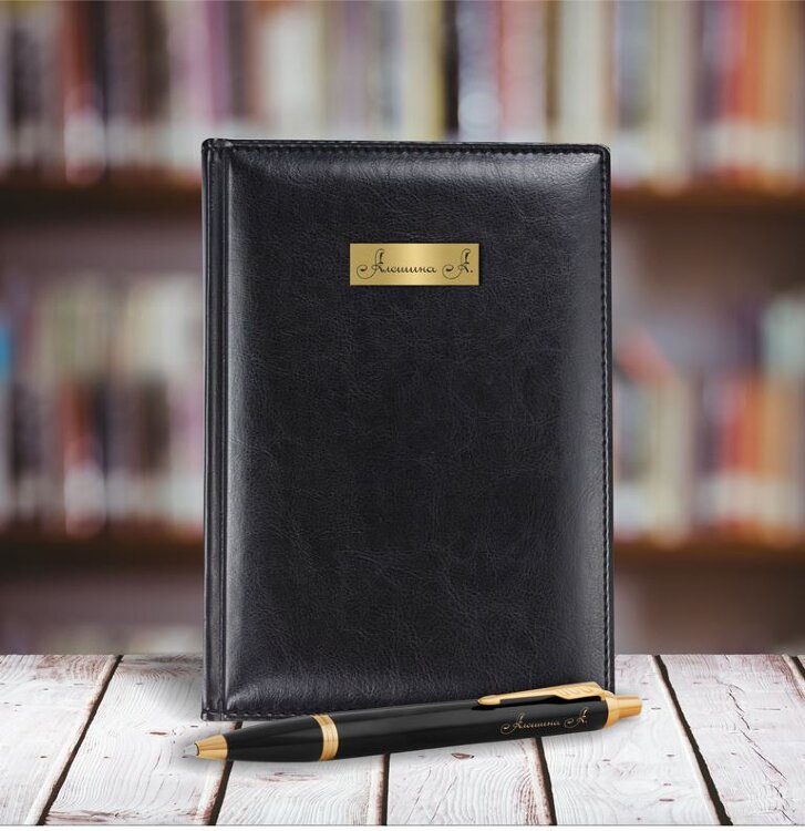 Подарочный набор Parker: Ежедневник и Шариковая Ручка Parker IM Metal Black GT mal-1931666 - фото