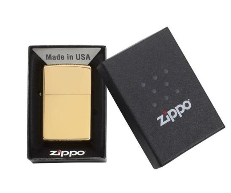 Газовая зажигалка Zippo High Polish Brass 254B с двойной дугой - фото
