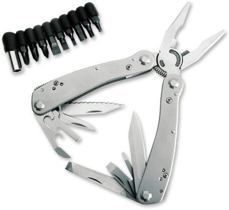 Мультитул Stinger, сталь (серебристый), 9 инструментов, нейлоновый чехол, 12 насадок, коробка картон - фото