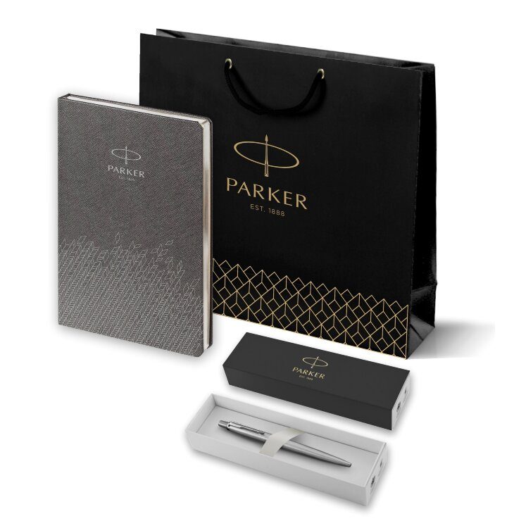 Подарочный набор Parker: Шариковая Ручка Parker Jotter Essential, St Steel СT и Ежедневник P1951110_5103170 - фото
