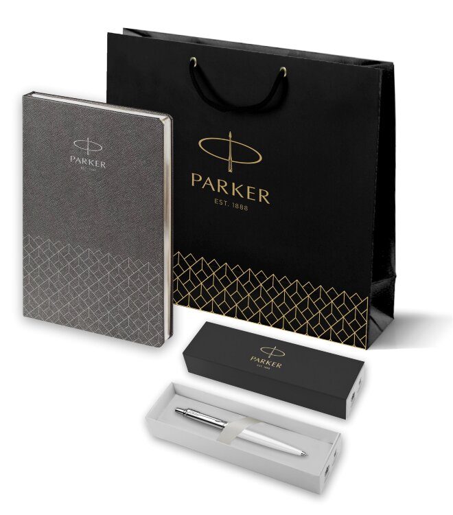Подарочный набор Parker: Шариковая Ручка Parker Jotter K60: White и Ежедневник R0031110_5102930 - фото