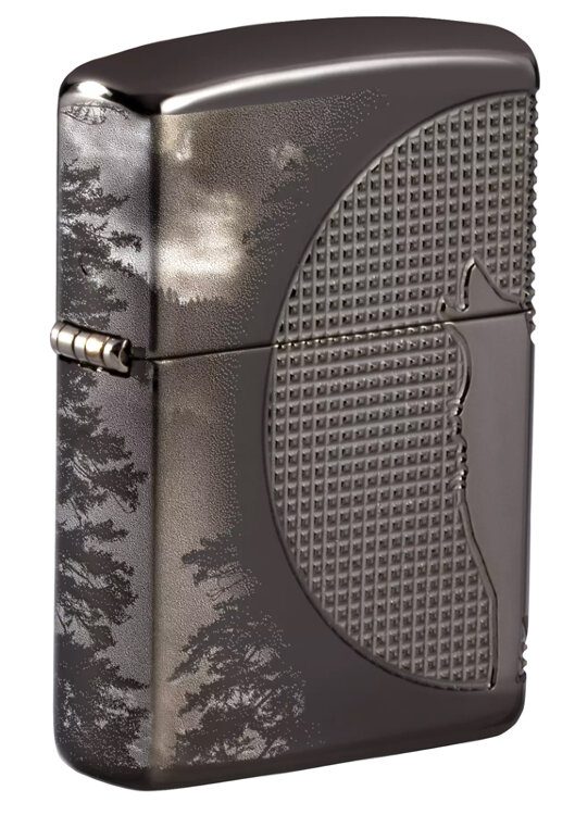 Зажигалка Zippo Armor™ Wolf High Polish Black Ice® 49353 - фото