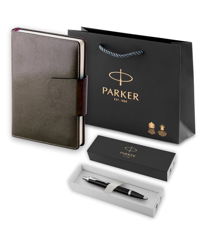 Подарочный набор Parker: Шариковая Ручка Parker IM Metal Black CT и и Ежедневник А5 1933352_011665 - фото