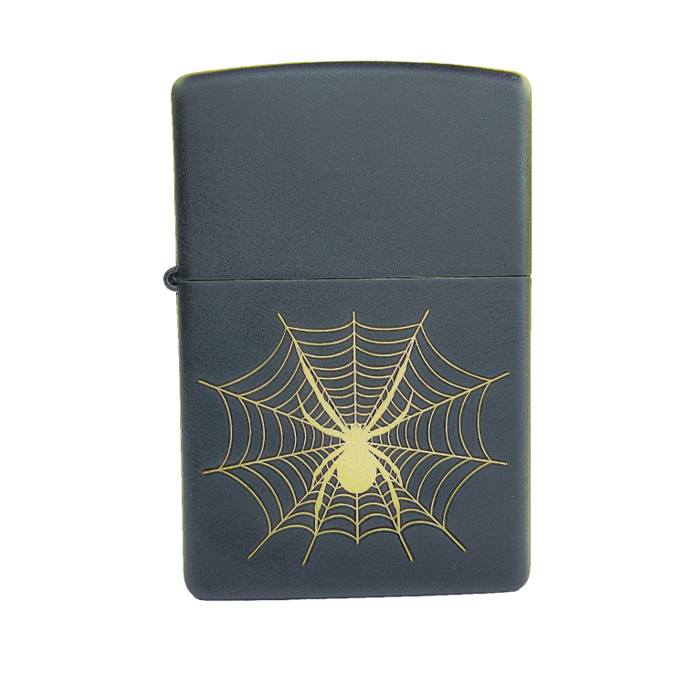 Зажигалка Zippo Black Matte 218 Паук в центре паутины - фото