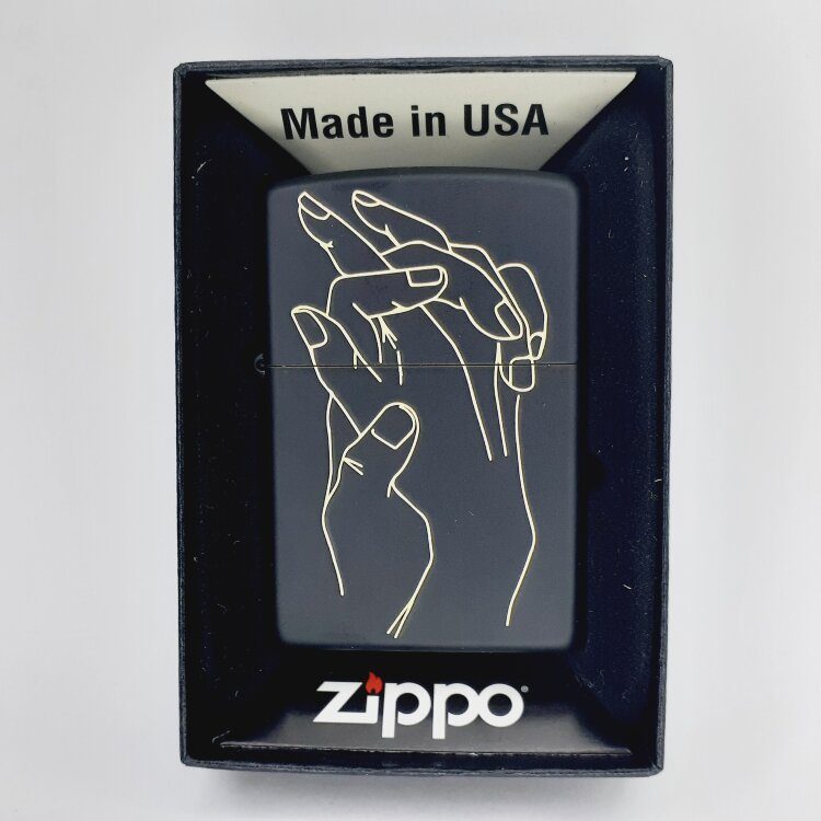 Зажигалка Zippo Black Matte 218 Руки Влюбленных - фото