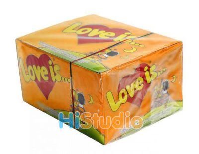 1 блок жвачки Love is со вкусом ананаса и апельсина - фото