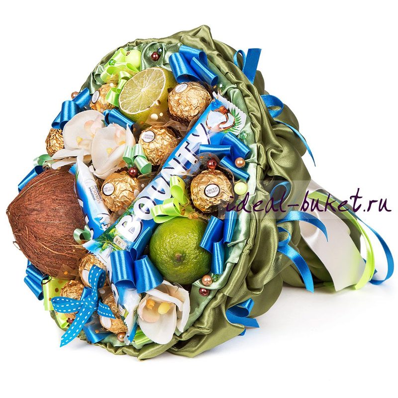 Букет из фруктов и конфет ОФ05 Баунти (30х35 см) - фото