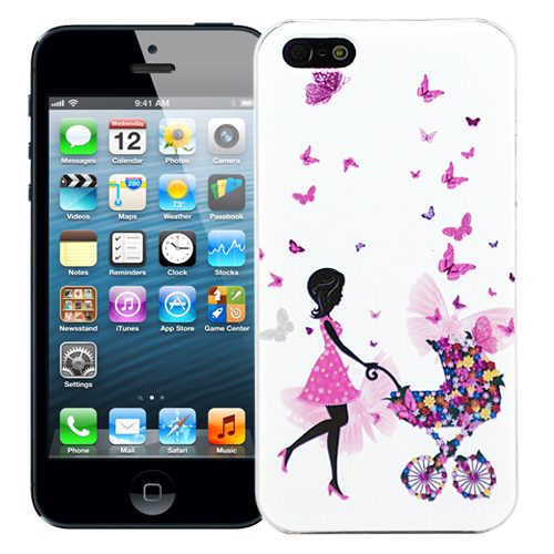 Чехол для iPhone 5/5S Butterflies - Girl & bicycle - фото