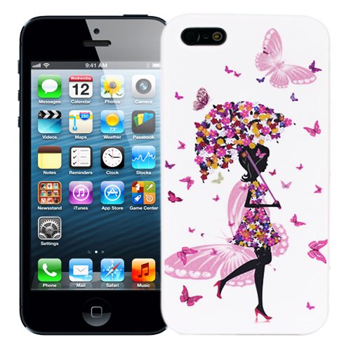 Чехол для iPhone 5/5S Butterflies - Girl with umbrella - фото