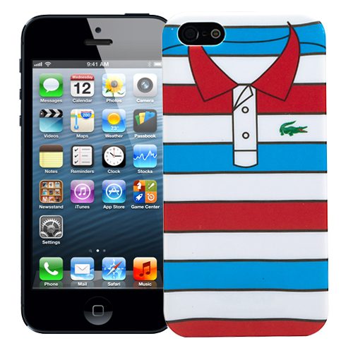 Чехол для iPhone 5/5S Red with blue stripes, серия Sports shirt - фото
