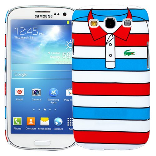 Чехол для Samsung Galaxy S3 Red with blue stripes, серия Sports shirt - фото