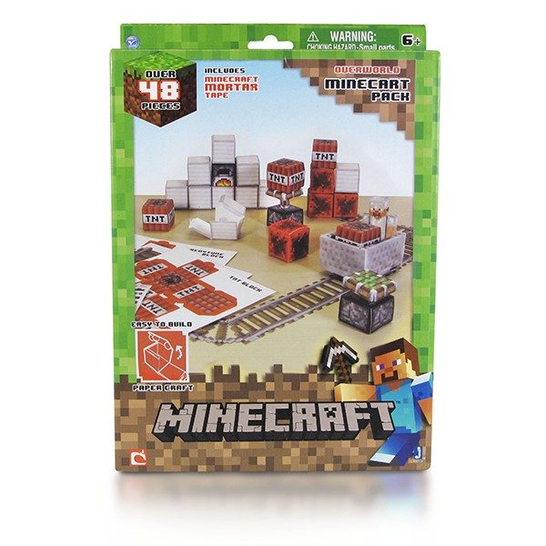 Бумажный конструктор Minecraft Papercraft Игровой мир Вагонетка и ТНТ 48 деталей - фото