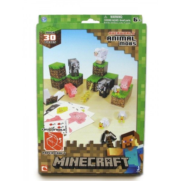 Бумажный конструктор Minecraft Papercraft Игровой мир Дружелюбные мобы 30 деталей - фото