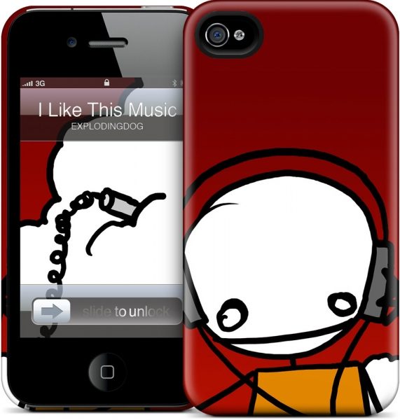 Чехол для iPhone 4/4S Gelaskins Exploding Dog - I Like This Music - фото