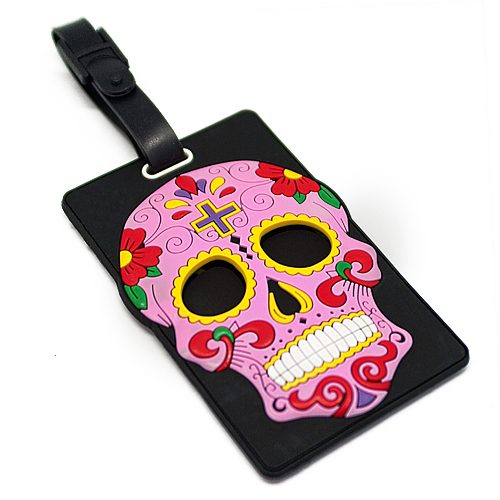 Бирка на багаж Day of the Dead (розовая) - фото