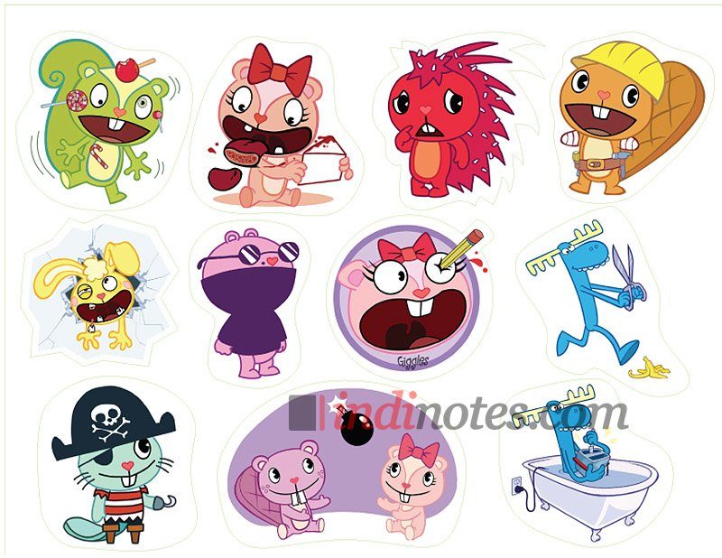 Happy Tree Friends. Лист виниловых наклеек А4 - фото