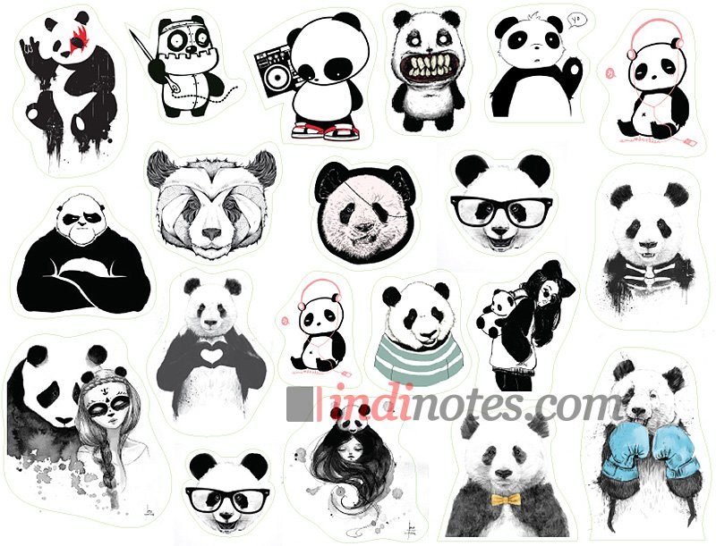 Панды (Pandas Art). Лист виниловых наклеек А4 - фото